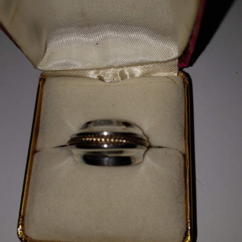 Sterling silver dome ring w/gold accent